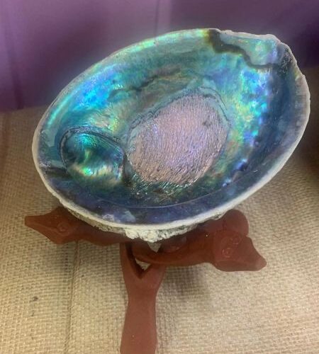 Abalone Shell & Wood Stand Sage Burner