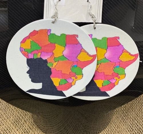 African Afro Wood Earring