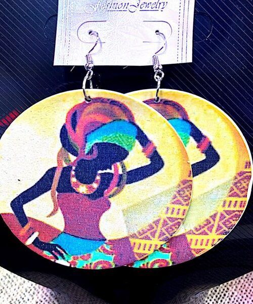 African Wood Earring